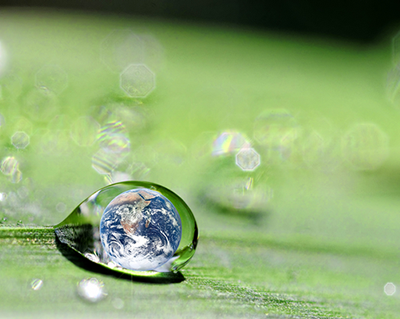 water droplet with globe